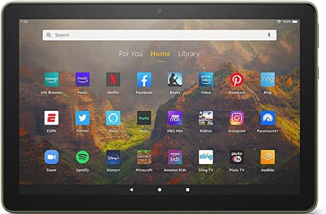 A press image of Amazon's Fire 10 HD tablet.