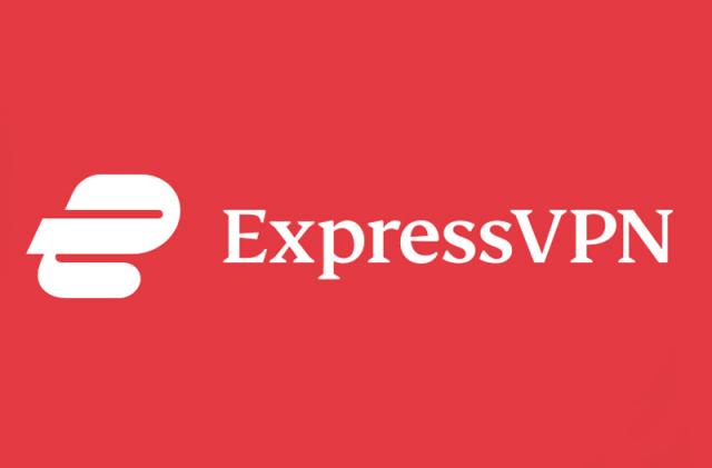 expressVPN logo with white writing on red background