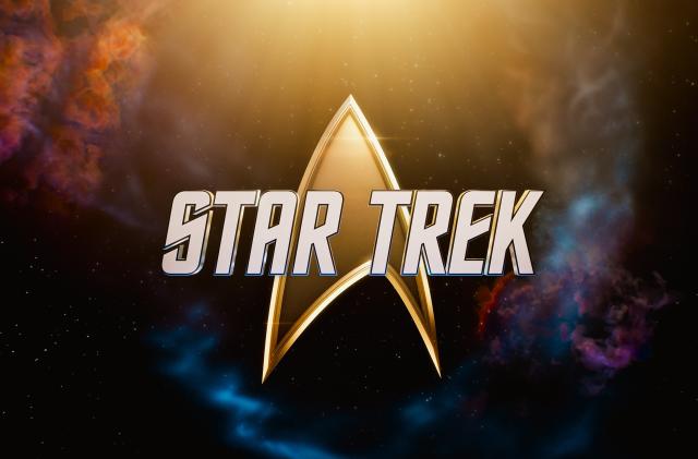 The words "Star Trek" in front of a delta symbol, with vast space visible in the background.