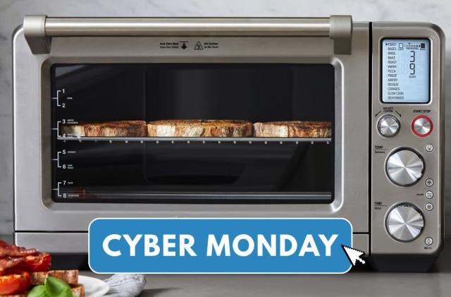 Breville Smart Oven Air Fryer Pro. A text overlay reads "Cyber Monday."