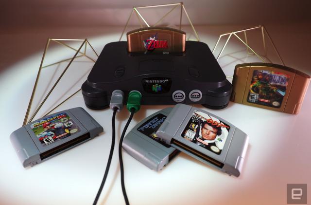 Nintendo 64 with Zelda, Mario Kart 64, Perfect Dark and GoldenEye 007